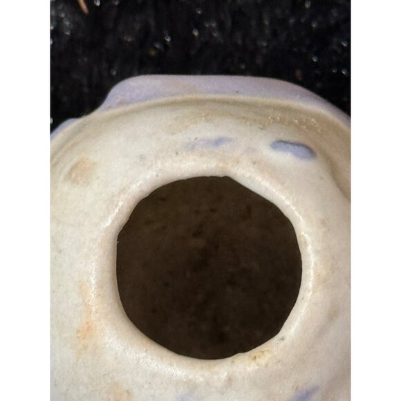 Small Primitive Handcrafted Ceramic Vase With Blue Abstract Design - Picture 6 of 7